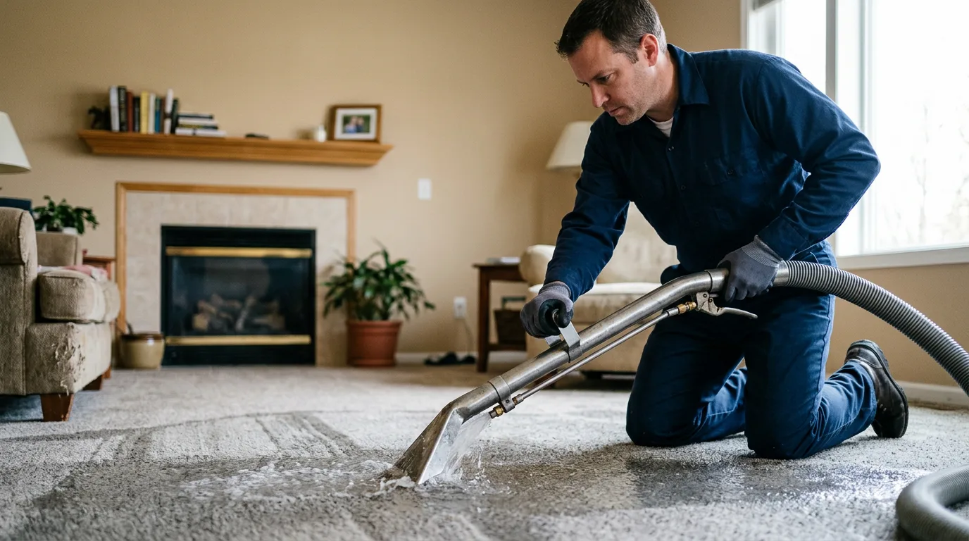 Water damage restoration technician working near Newfane, NY